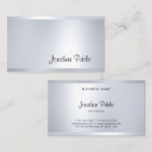 Carte De Visite Élégant Script manuscrit Argent Look Glam moderne (Devant / Derrière)