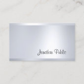 Carte De Visite Élégant Script manuscrit Argent Look Glam moderne (Devant)