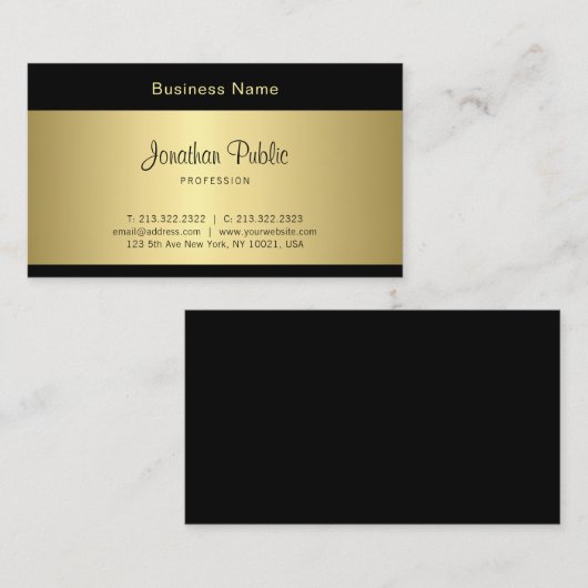 Carte De Visite Élégant Script manuscrit Clean Glamor Or Look (Devant / Derrière)