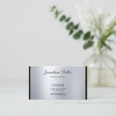 Carte De Visite Élégant script manuscrit de luxe Cool en argent (Debout devant)