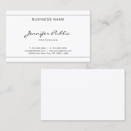 Carte De Visite Élégant script manuscrit Design simple moderne (Devant / Derrière)