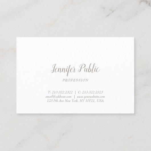 Carte De Visite Élégant script manuscrit Modèle intelligent modern (Dos)