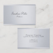 Carte De Visite Élégant script manuscrit Modèle moderne Argent (Devant / Derrière)