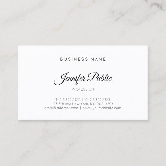 Carte De Visite Élégant script manuscrit Modèle moderne simple (Devant)