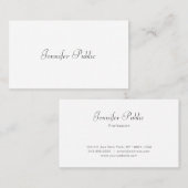 Carte De Visite Élégant Script manuscrit Moderne Cool blanc élégan (Devant / Derrière)