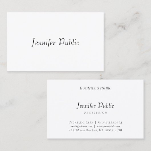 Carte De Visite Élégant script manuscrit moderne Modèle simple (Devant / Derrière)