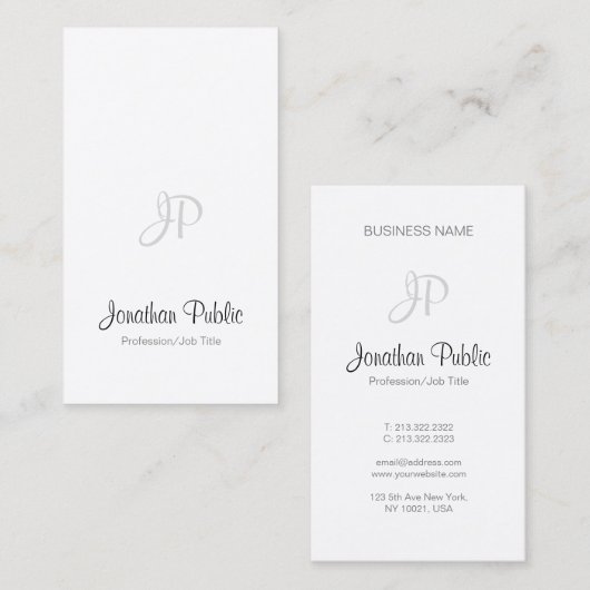 Carte De Visite Élégant Script manuscrit Moderne Monogramme Simple (Devant / Derrière)