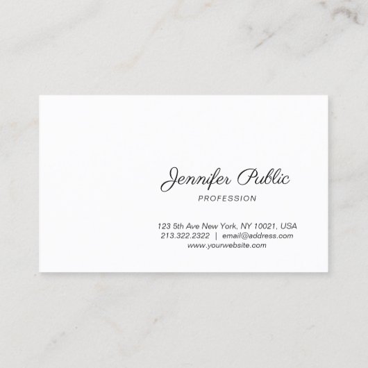 Carte De Visite Élégant Script manuscrit Moderne Simple (Dos)