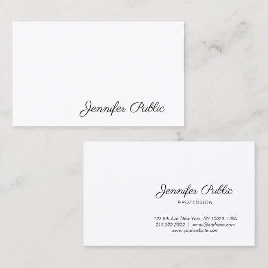 Carte De Visite Élégant Script manuscrit Moderne Simple (Devant / Derrière)