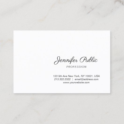 Carte De Visite Élégant Script manuscrit Moderne Sleek Plain (Dos)