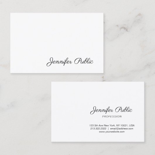 Carte De Visite Élégant Script manuscrit Moderne Sleek Plain (Devant / Derrière)