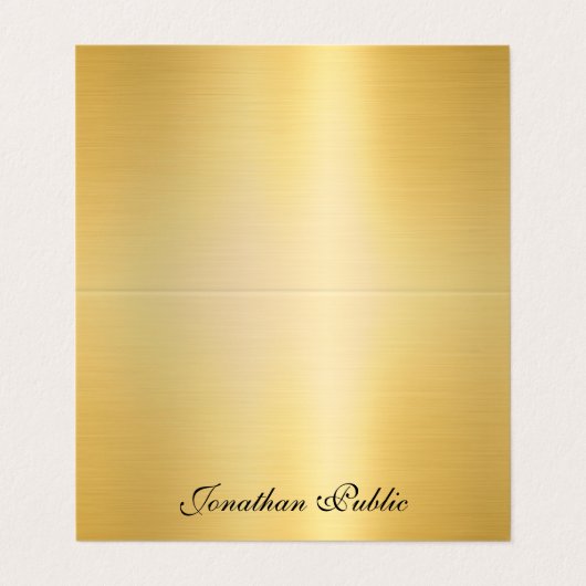 Carte De Visite Élégant script manuscrit Nom Faux Gold Modern (Extérieur déplié)