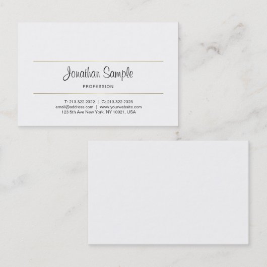 Carte De Visite Élégant script manuscrit Or Luxury Plain (Devant / Derrière)