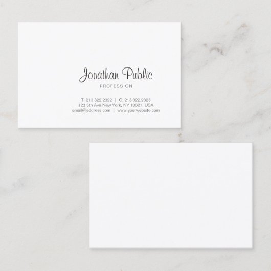 Carte De Visite Élégant script manuscrit professionnel moderne (Devant / Derrière)