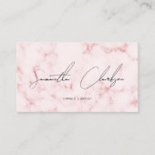 Carte De Visite Élégant Script Manuscrit Rose Pâle Marbre Doux (Devant)