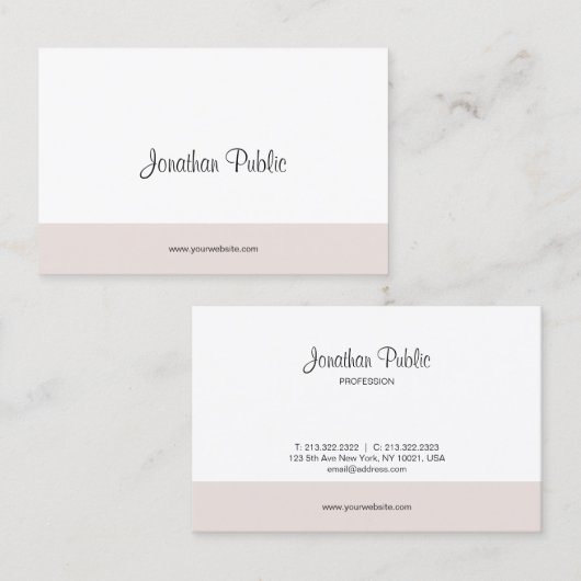 Carte De Visite Élégant script manuscrit Simple Modèle moderne (Devant / Derrière)