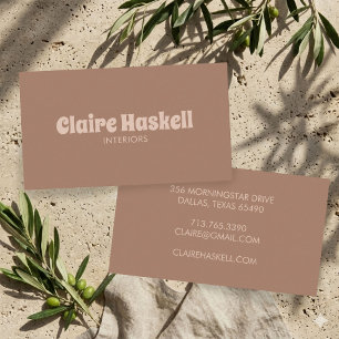 Carte De Visite Élégant Script Mocha Mousse Tan Beige Chic Minimal