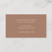 Carte De Visite Élégant Script Mocha Mousse Tan Beige Chic Minimal (Dos)