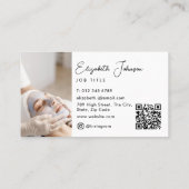 Carte De Visite Élégant Script Modern Chic Photo QR Code (Dos)