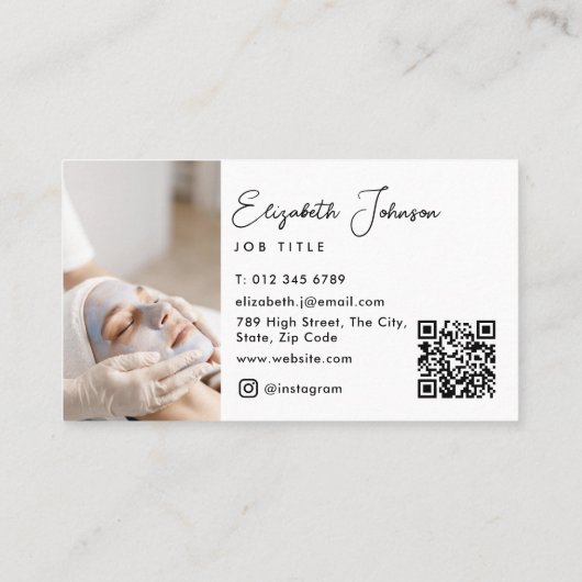 Carte De Visite Élégant Script Modern Chic Photo QR Code (Dos)