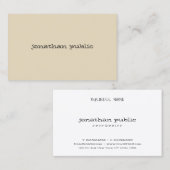 Carte De Visite Élégant Script Moderne À La Main Beige Chic Simple (Devant / Derrière)