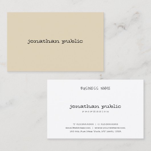 Carte De Visite Élégant Script Moderne À La Main Beige Chic Simple (Devant / Derrière)