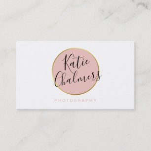 Carte De Visite ELEGANT script moderne chic joli or rose vif