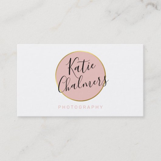 Carte De Visite ELEGANT script moderne chic joli or rose vif (Devant)