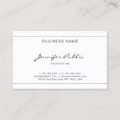 Carte De Visite Élégant Script Moderne Design propre Belle Plaine (Dos)