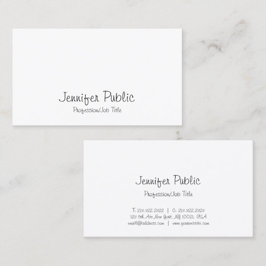 Carte De Visite Élégant Script moderne main libre Simple Plutôt Pl (Devant / Derrière)