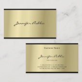 Carte De Visite Élégant Script Moderne Sleek Glam Gold Look Top (Devant / Derrière)