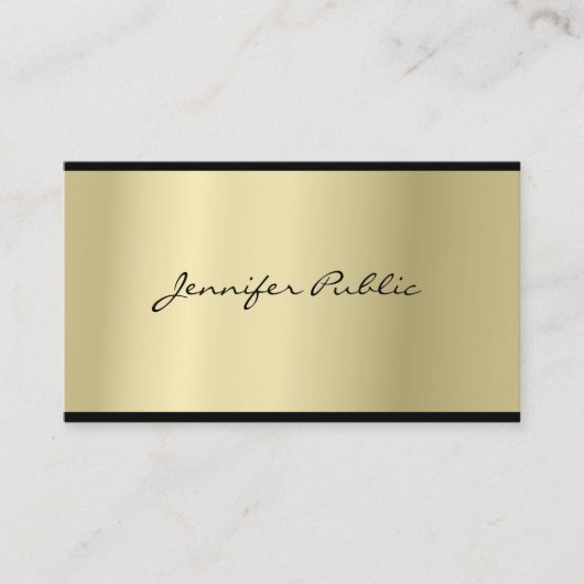 Carte De Visite Élégant Script Moderne Sleek Glam Gold Look Top (Devant)