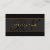 Carte De Visite Elegant Script Monogram Black & Gold (Devant)