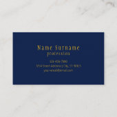 Carte De Visite Élégant Script Monogram Dark Navy Blue Grey & Gold (Dos)