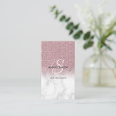 Carte De Visite  Elegant Script Monogram Marble Rose Gold Glitter (Debout devant)