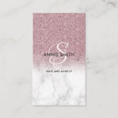 Carte De Visite  Elegant Script Monogram Marble Rose Gold Glitter (Devant)