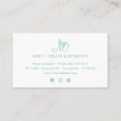 Carte De Visite Élégant Script Monogram Mint Papillon vert (Devant)