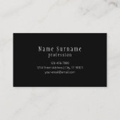 Carte De Visite Élégant Script Monogramme modifiable noir gris bla (Dos)