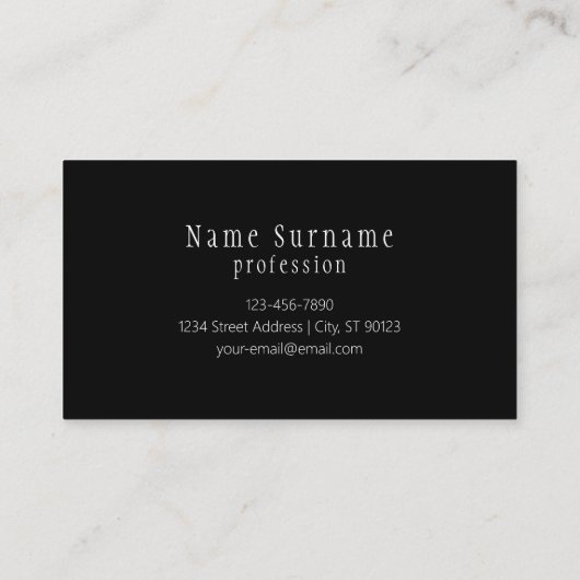 Carte De Visite Élégant Script Monogramme modifiable noir gris bla (Dos)