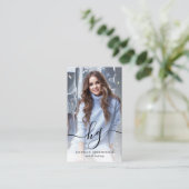 Carte De Visite Élégant script Monogramme photo (Debout devant)