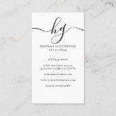 Carte De Visite Élégant script Monogramme photo (Dos)