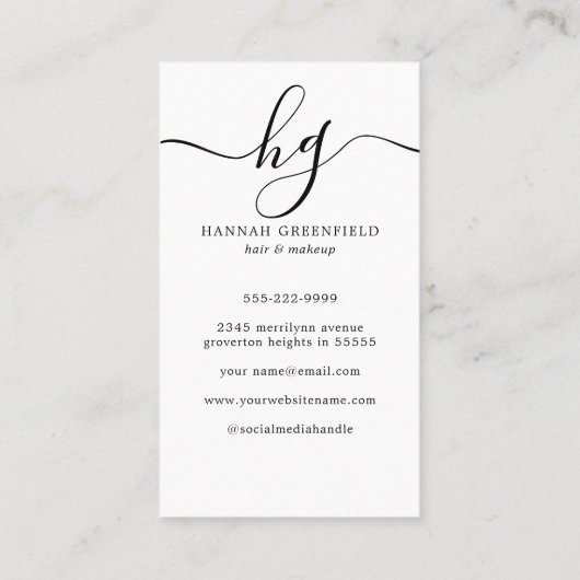 Carte De Visite Élégant script Monogramme photo (Dos)