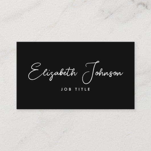 Carte De Visite Élégant Script noir et blanc Photo QR Code (Devant)