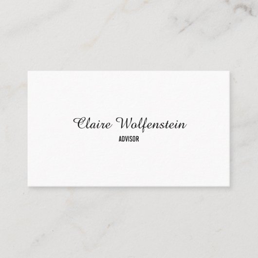 Carte De Visite Élégant script noir et blanc professionnel (Devant)