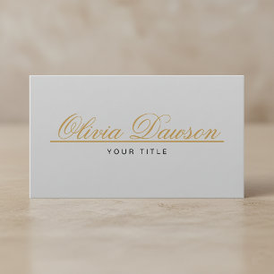 Carte De Visite Élégant Script Or Minimaliste