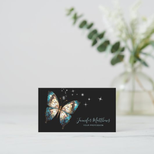 Carte De Visite Élégant script papillon (Debout devant)