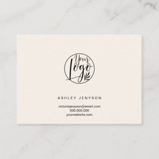 Carte De Visite Élégant script pastel beige logo commander merci (Dos)