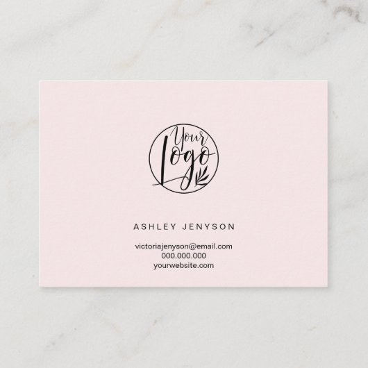 Carte De Visite Élégant script pastel rose logo commander merci (Dos)