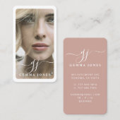 Carte De Visite Élégant script photo Calligraphie Monogramme (Devant / Derrière)