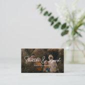 Carte De Visite Élégant script photo pleine photo Code QR (Debout devant)